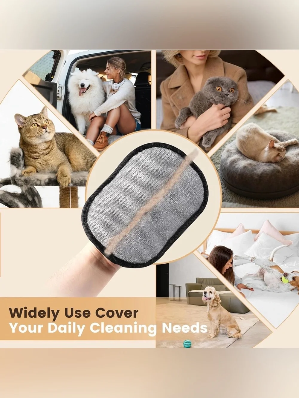 Pet Hair Remover for Cat & Dog, Reusable Pet Hair Removal Tool with Adjustable L